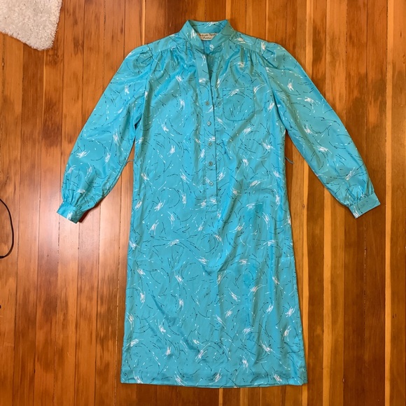 80s aqua patterned office dress so cool 8 - Picture 1 of 4